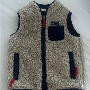 Patagonia Cream and Navy Fleece Vest